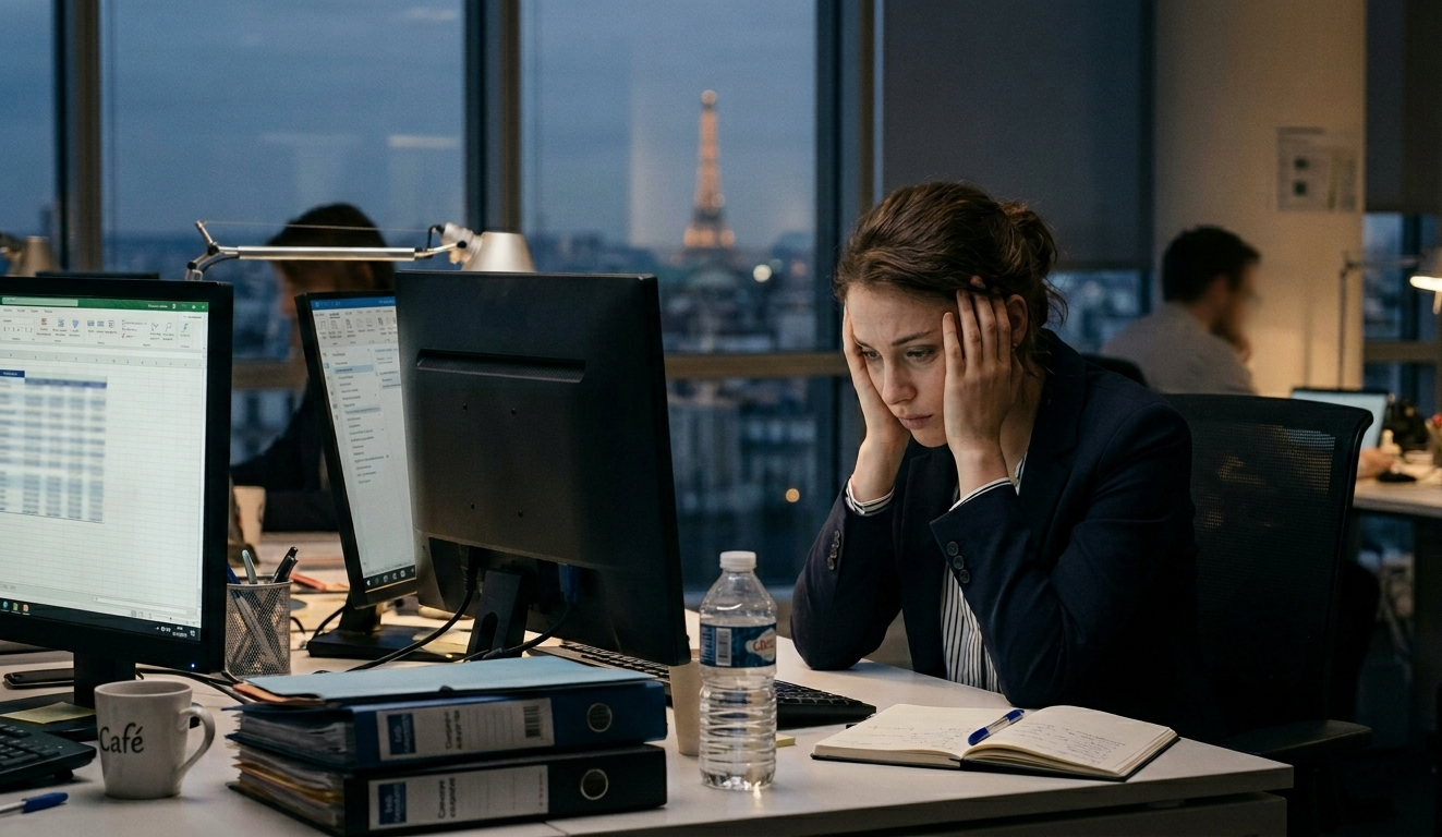 Femme dépressive au travail